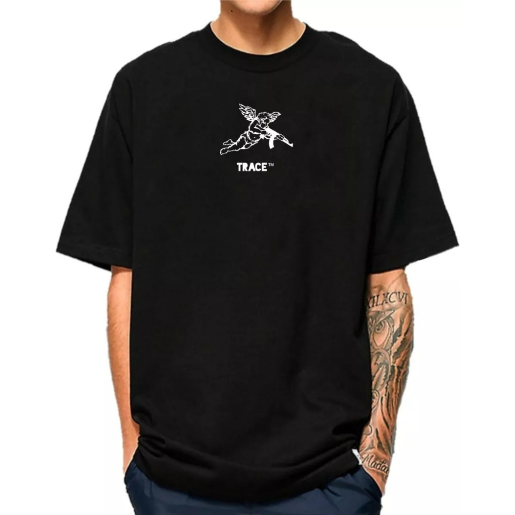 Camiseta Masculina unissex Oversized Camisa Streetwear Trace Angel 100% Algodão