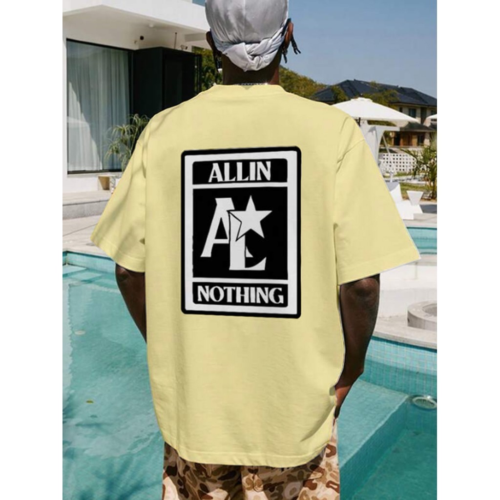 Camiseta Streetwear Unissex Amarelo Oversized Blusa Estampa Estrela All Nothing Tecido Confortavel