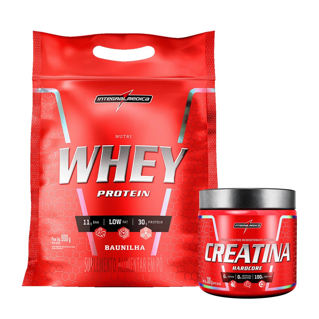 Kit Creatina 100% 300g + Whey 100% 900g Pouch Integralmédica