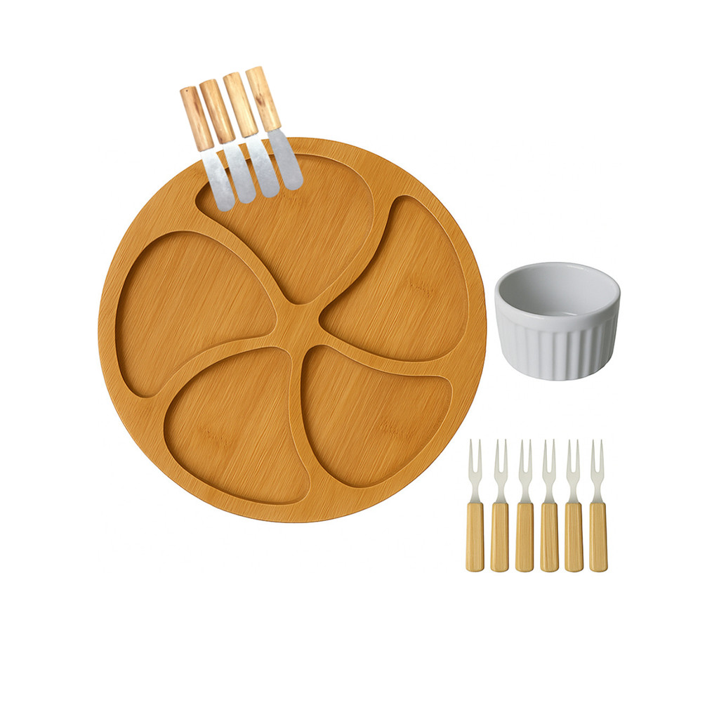 Conjunto Petiscos P/ Petisqueira 5 Divisórias + Ramequim 100ml + 6 Garfinhos e 4 Espátulazinhas