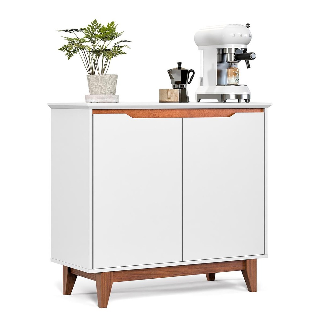 Aparador Buffet Flow 2 Portas com Pés de Madeira Maciça em Oferta na Shopee