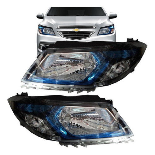 Farol Onix Prisma 2012 2013 2014 Mascara Negra Fume