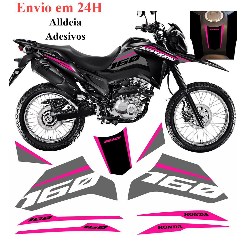 Adesivo Bros 160 2025 Kit 9 Adesivo Rosa Fluorescente C25
