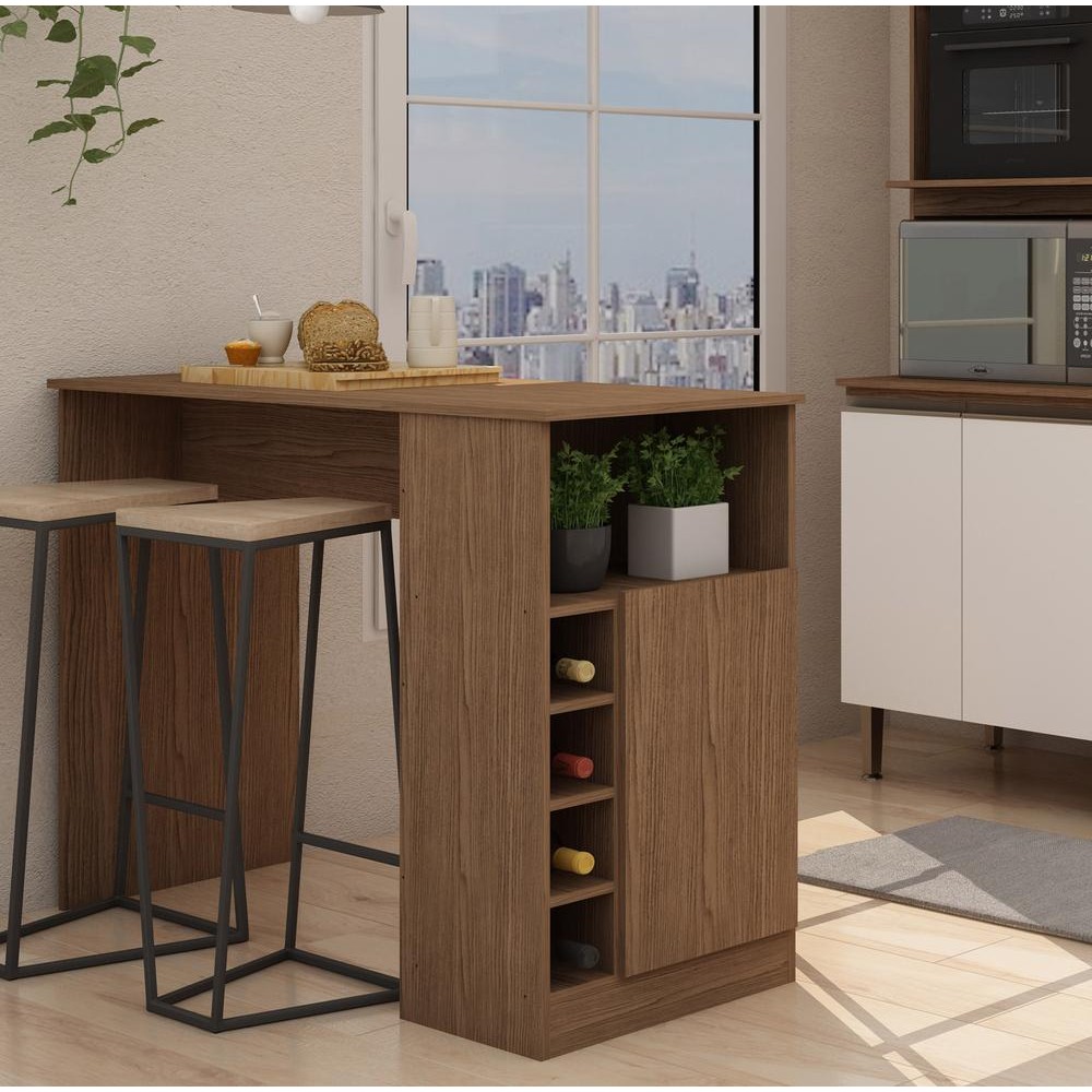 Bancada De Cozinha Com Nicho Romana Ebano Fosco - Home & Living