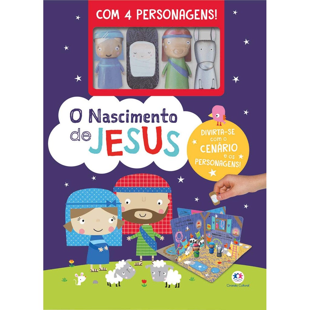 O Nascimento De Jesus - Com Cenario E 4 Miniaturas