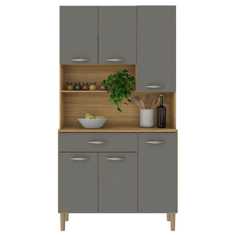 Kit Cozinha 6 Portas Apolo Freijó Gris - Kits Paraná em Oferta na Shopee