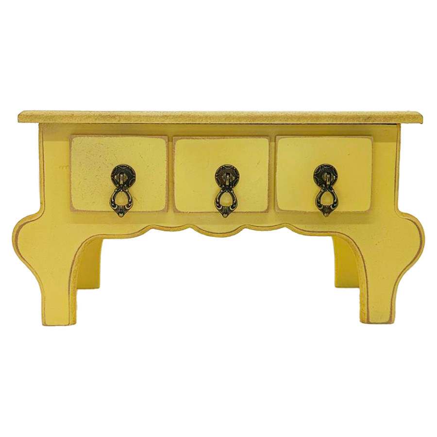 Mini Gaveteiro de Mesa 3 Gavetas - Amarelo  - MDF - 01 Unidade - Rizzo em Oferta na Shopee