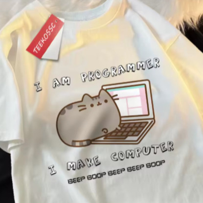 CAMISETA GEEK Style Gato Eu sou Programador, Eu faço Computador... Beep Boop Beep Boop   TREND ENVIO IMEDIATO em Oferta na Shopee
