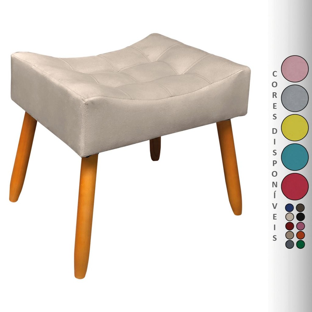 Puff Requinte Retangular Pés Palito Suede Aninha Poltronas