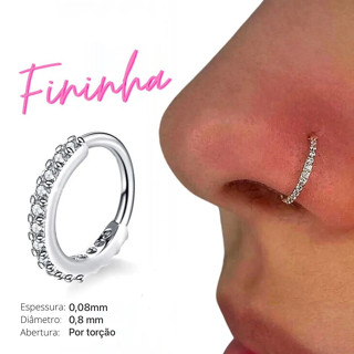 Piercing Nariz Cartilagem Argola Cravejado Strass em Oferta na Shopee