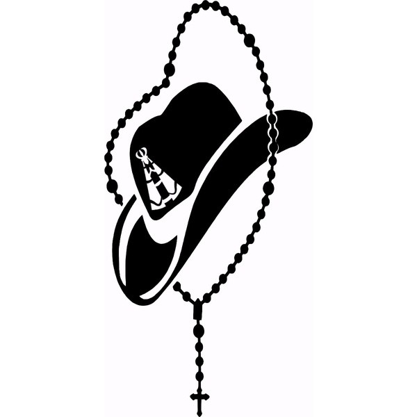 Adesivo Carro Terço Nossa Senhora Aparecida Chapéu Cowboy Procissão Detalhado