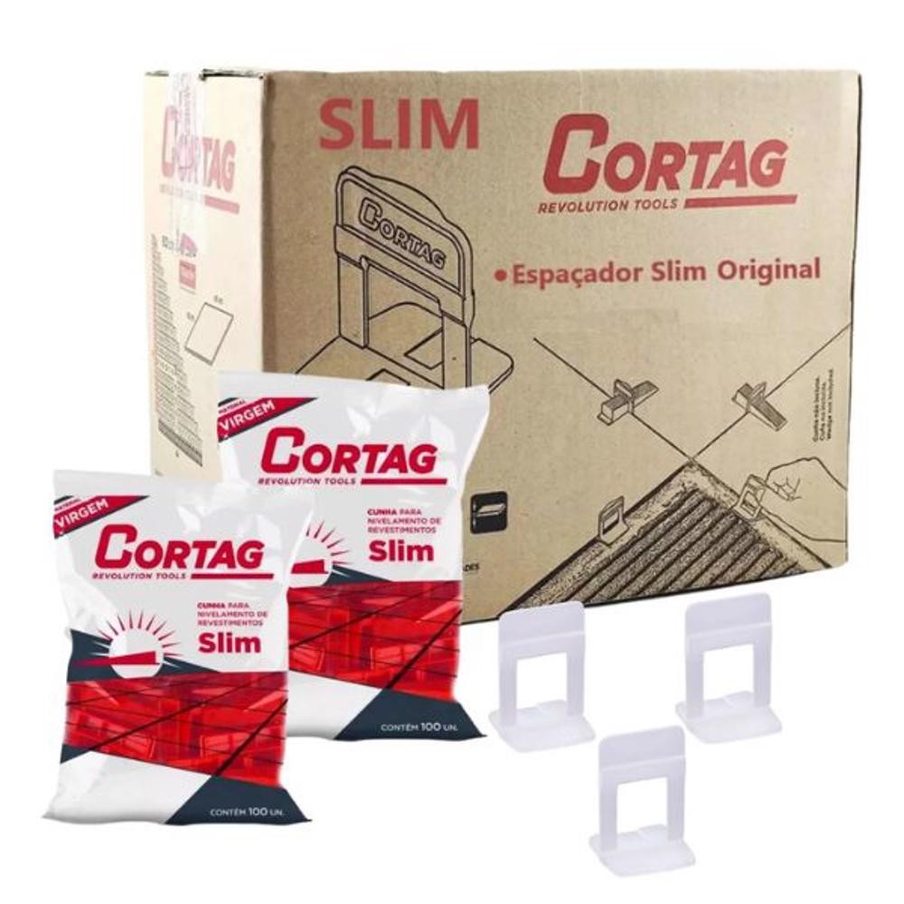 1000 Espaçadores Niveladores Slim + 200 Cunhas Slim Cortag em Oferta na Shopee