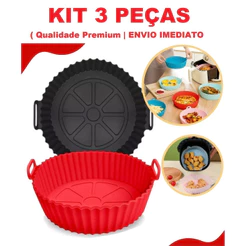 KIT 1 a 3 Forma De Silicone Para Air Fryer Forno Fritadeira Assadeira Reutilizável Antiaderente