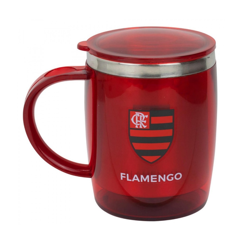 QH002AZ-5-B | Caneca Térmica Com Tampa 450ml - Flamengo