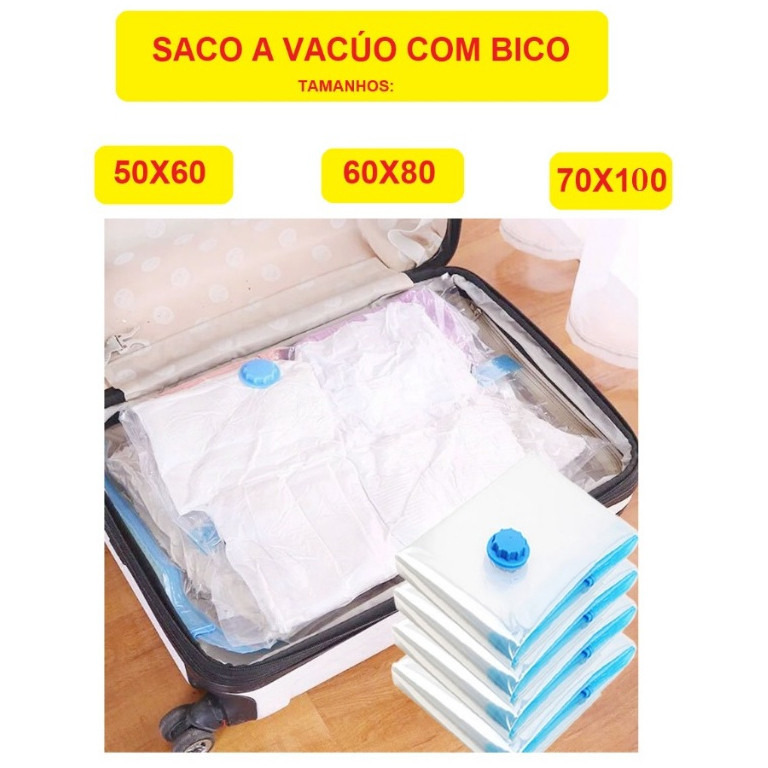 OFERTA Sacos Organizadores Vácuo Bomba USB Tamanhos 50x60 60x80 70x100 Viagem Prático