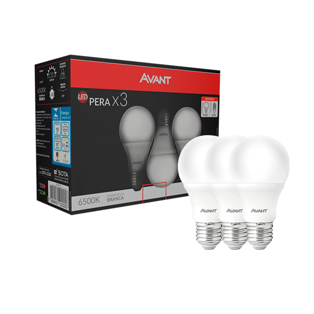 kit 3 Lampadas Led Pera 7w 6500K E27 110v/220v MK560-E Avant