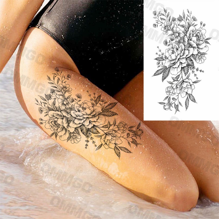 3D Preto Mandala Bezerro Tatuagens Temporárias Para Mulheres Adulto Lótus Rosa Flor Falso Tatuagem Adesivo À Prova Dwate — imagem 2 de 2