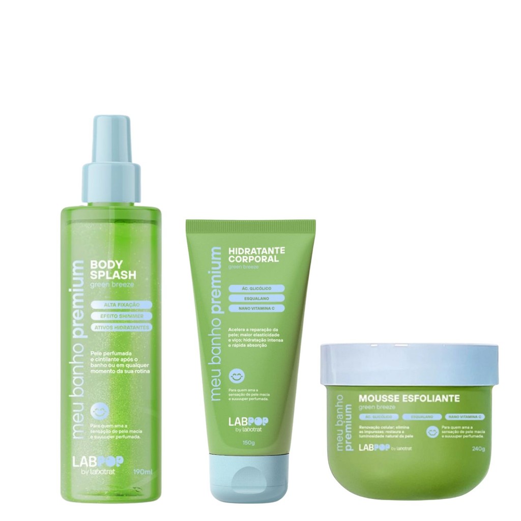 Kit Green Breeze Trio Esfoliante, Hidratante e Body Splash Labpop By Labotrat
