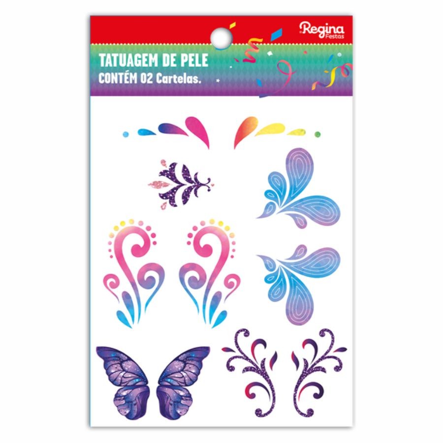 Tatuagem Temporária para Pele de Carnaval - Aquarela - 20 unidades - Regina - Rizzo