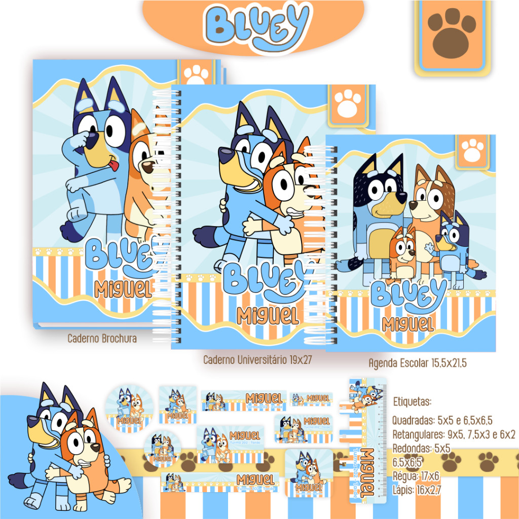 Caderno Escolar Universitário Bluey 1 matéria - 10 matérias - Agenda Escolar 2025 em Oferta na Shopee