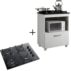 KIT BALCÃO COOKTOP ITATIAIA COM 1 PORTA E FOGÃO COOKTOP 4 BOCAS