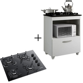 KIT BALCÃO COOKTOP ITATIAIA COM 1 PORTA E FOGÃO COOKTOP 4 BOCAS em Oferta na Shopee