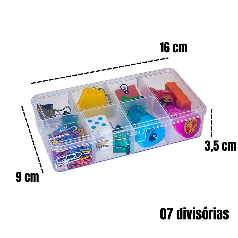 Box Organizador P com Divisória e Trava Pequeno Maleta Organizadora Caixa Organizadora Costura Presilha Bijuterias Medi