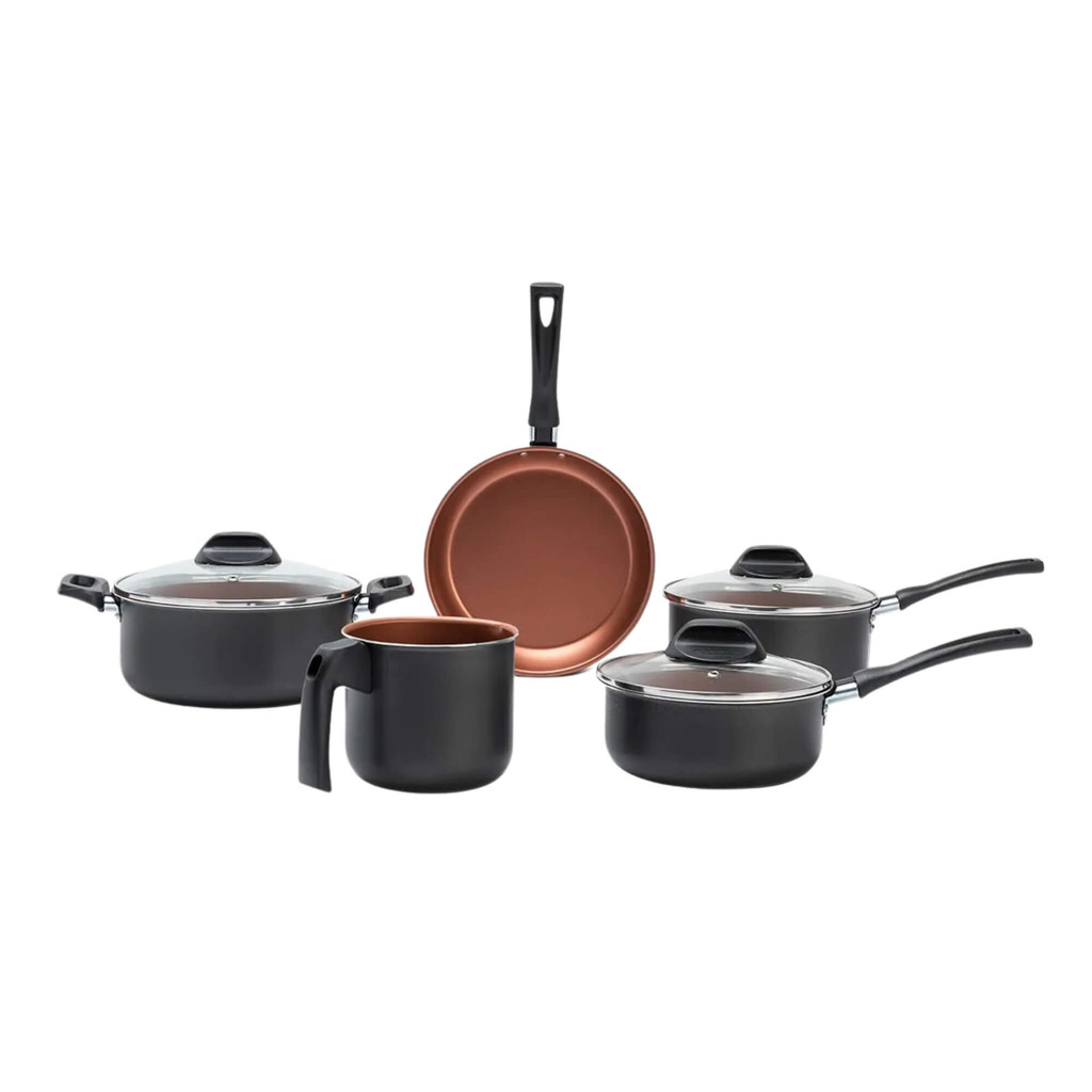 Jogo de Panelas Antiaderente Pro-Flon 5 Peças Topázio Cinza Range Brinox - 7233/101 em Oferta na Shopee