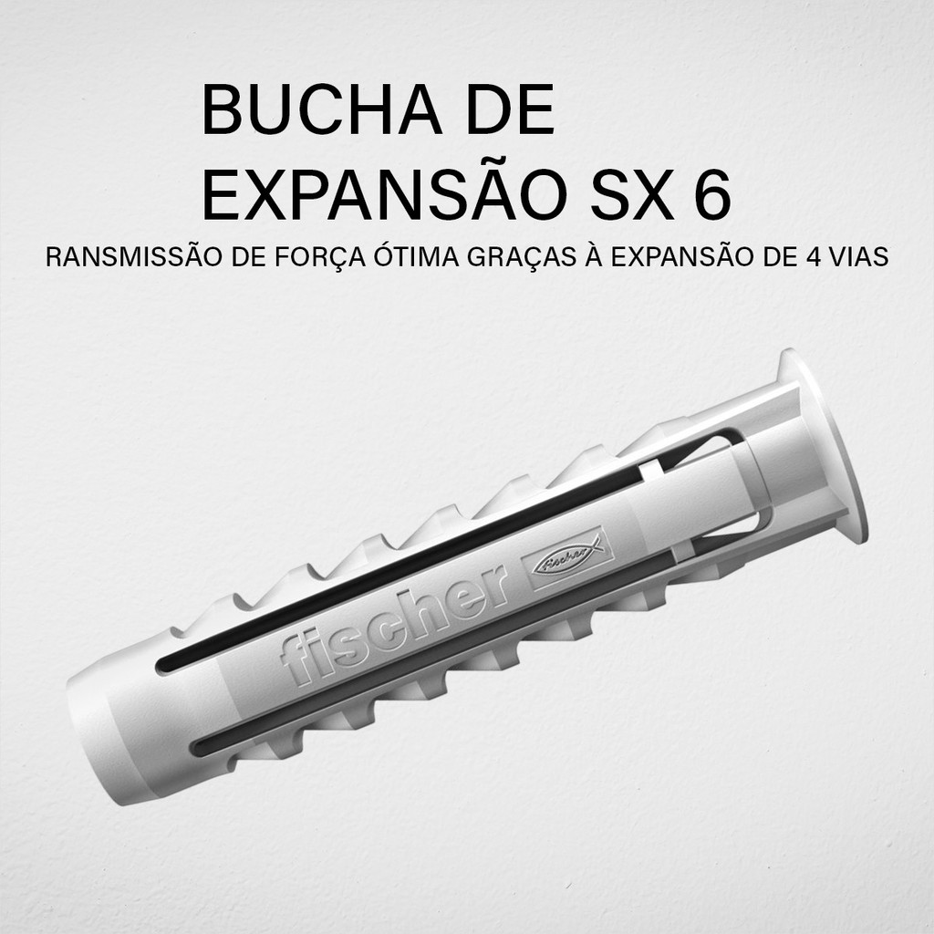 Bucha de Fixação Com Anel Aba SX 6mm Fischer 1000 Unidades