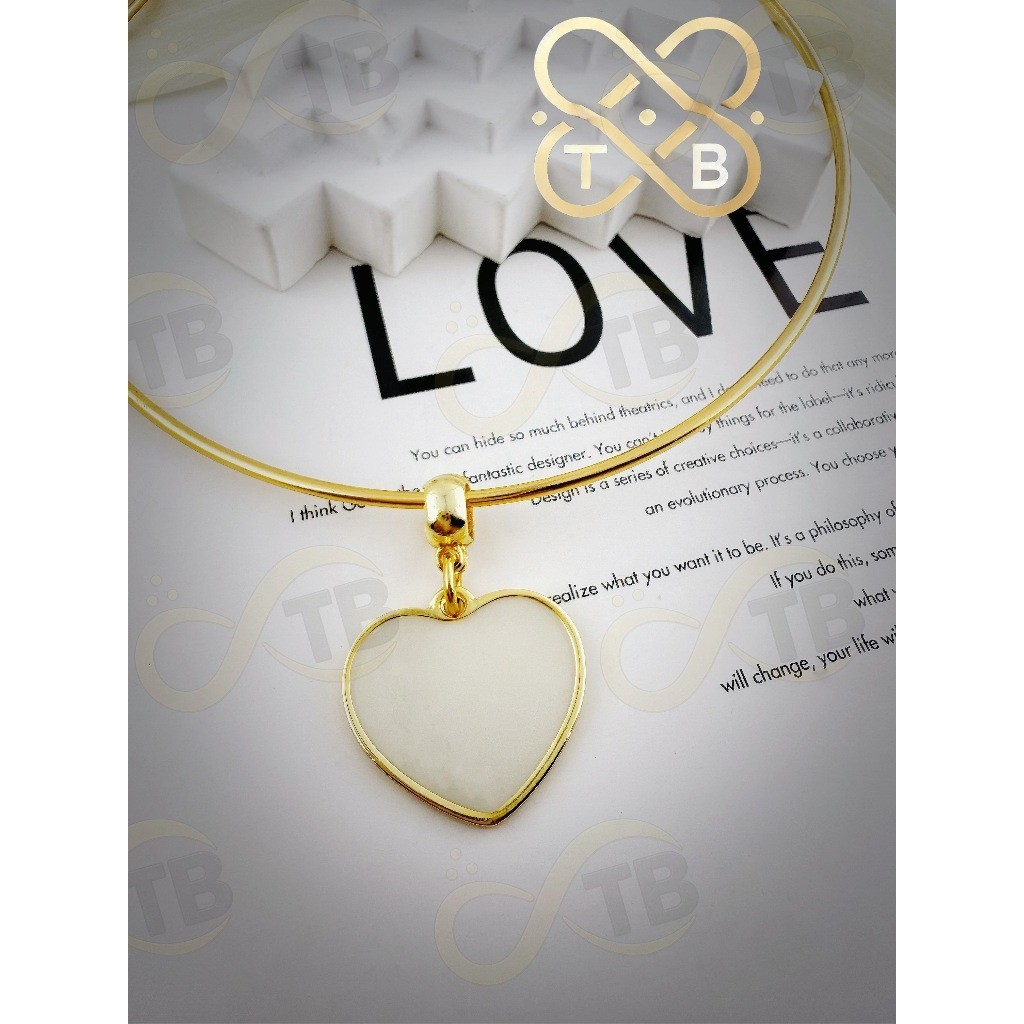 TB Acessórios Moda Folheado banhado a ouro 18k. moda Feminina pingente de coração de concha LOVE