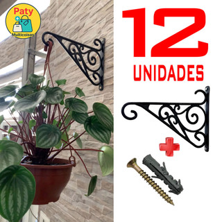 kit 1 a 12 Suporte vasos para plantas plastico jardim vertical parede mão francesa