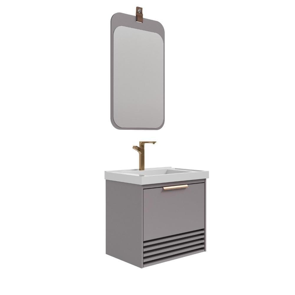 Gabinete Para Banheiro Com Lavatório Paraty Platina MGM Moveis 60cm em Oferta na Shopee