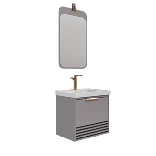 Gabinete Para Banheiro Com Lavatório Paraty Platina MGM Moveis 60cm em Oferta na Shopee