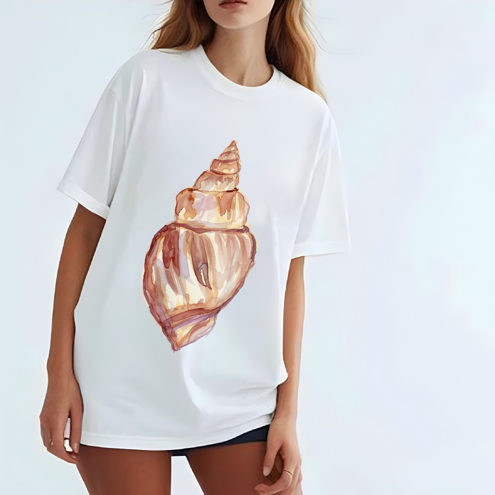 Camiseta Feminina Concha Marinha Blusa Unissex Streetwear 2025 Novo