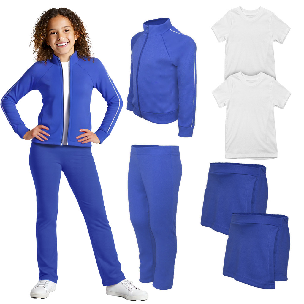 Kit Uniforme Escolar Feminino Infantil Helanca e 2 Camisetas em Oferta na Shopee