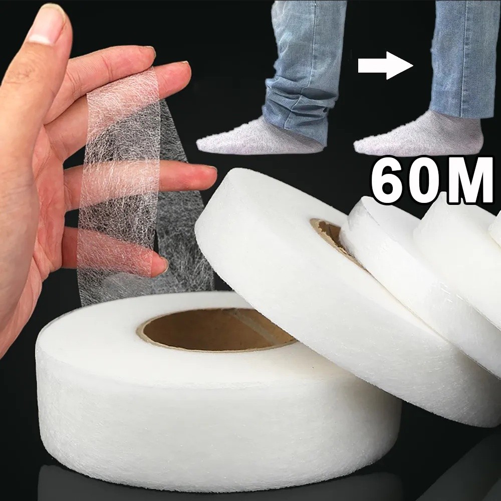 Fita Adesiva Dupla Face Para Bainha-Tecido Não De 60M Costura E Reparos DIY