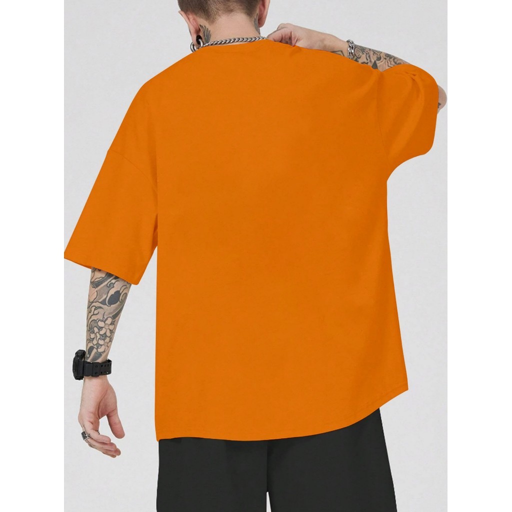 Camiseta Despojada Laranja Larga Confortável Blusa Oversized Longa Esportiva Lisa T Shirt Plus Size