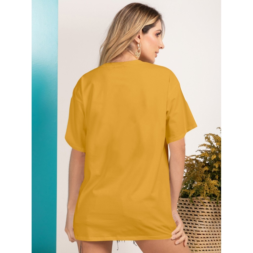 Blusa Simples Streetwear Oversized Camisa Casual Despojada Fashion Camiseta Básica Moderna Feminina
