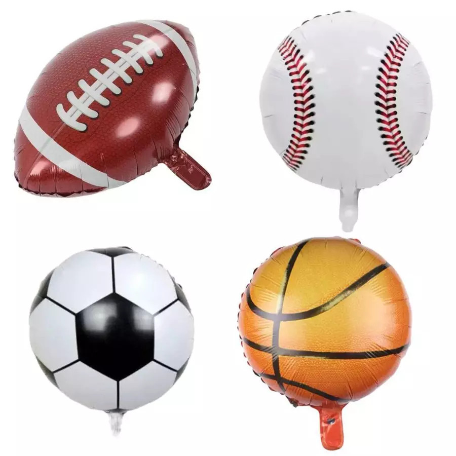 Kit Balão Metalizado Bola Futebol Beisebol Rugby Basquete Baseball Americano Festa Decoração Enfeite