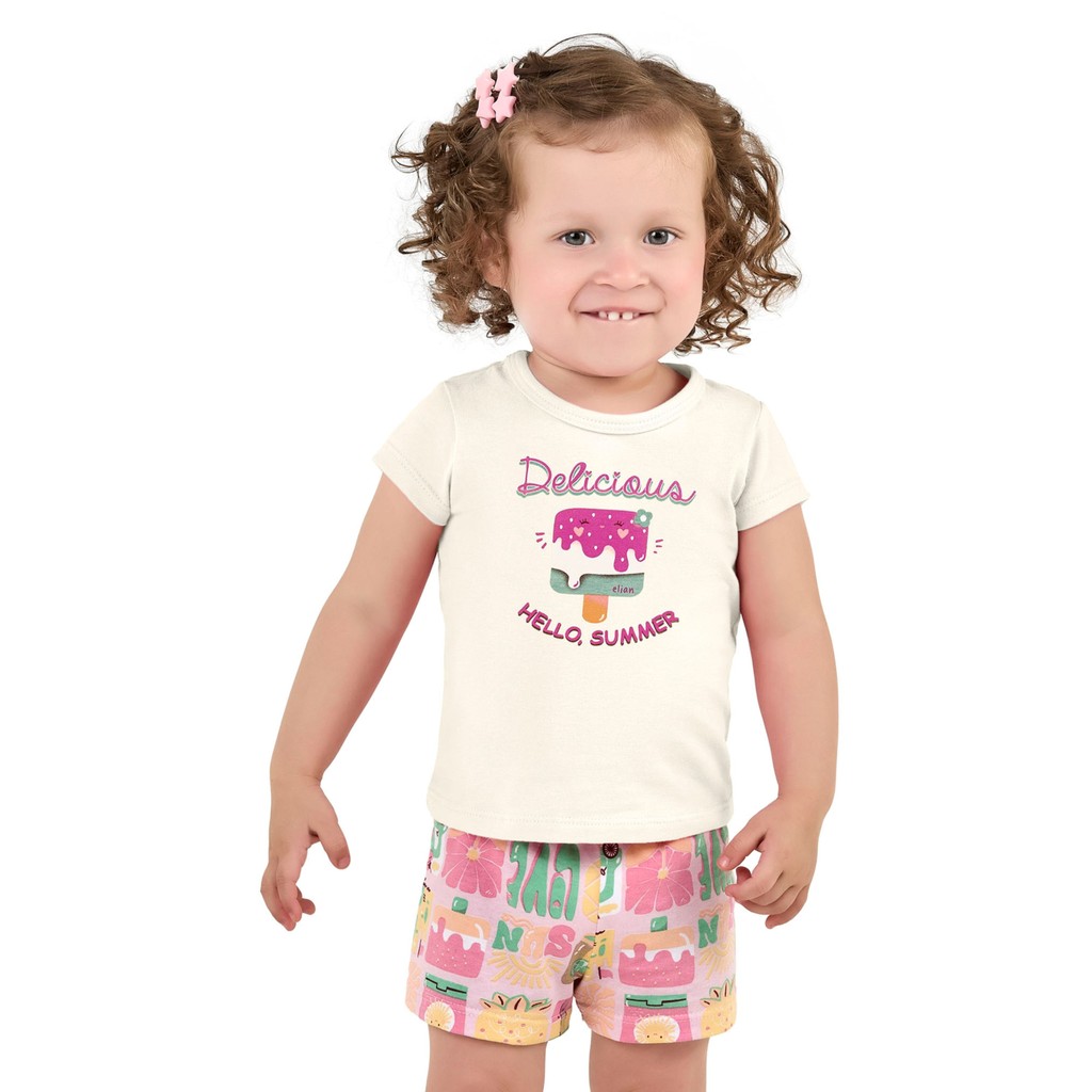 Conjunto Bebê Menina Sorvete Elian Bege - Baby & Kids Fashion