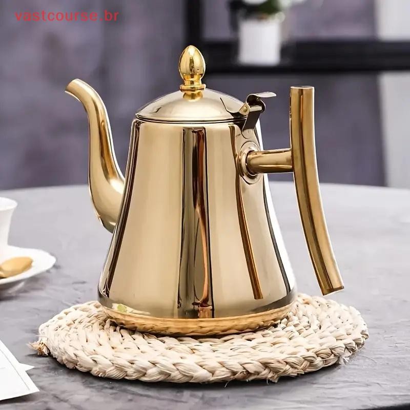 Vbr 1L Bule De Chá Com Filtro Ouro Mais Grosso Chaleira Água Aço Inoxidável Hotel Cafeteira Restaurante Fogão Indução BR