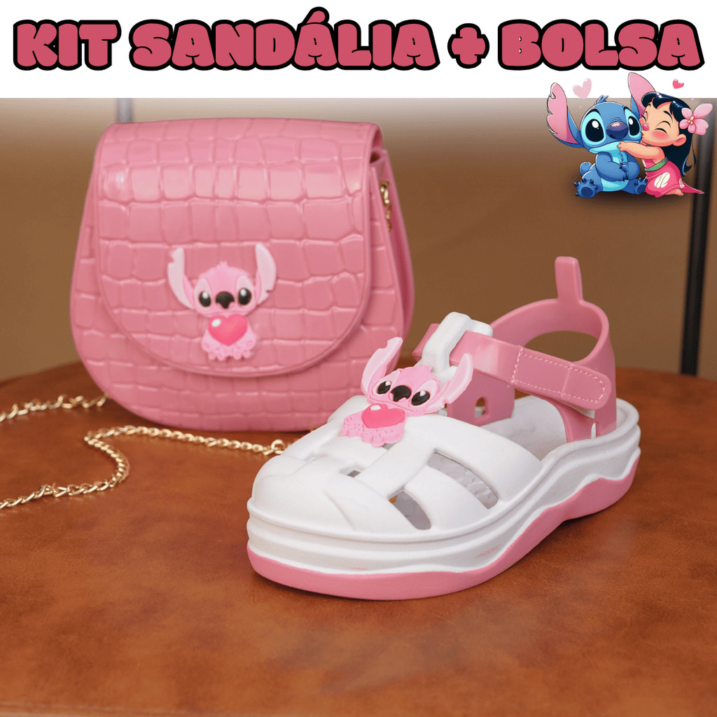 Kit Stitch Infantil Feminina Babuche com Bolsa Estilo

 em Oferta na Shopee