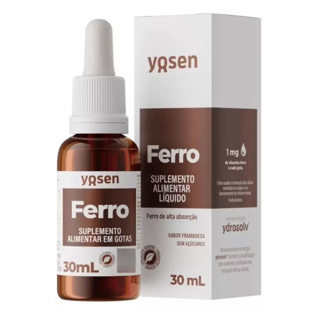 Ferro Bisglicinato Ydrosolv Alta Absorção 30ml Sabor - Yosen