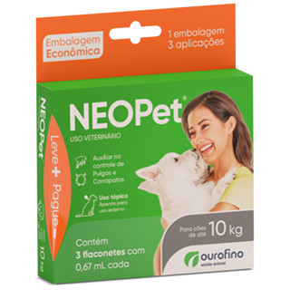 Antipulga Neopet C/ 3 Pipetas Caes Ate 10kg 0,67ml Ouro Fino em Oferta na Shopee