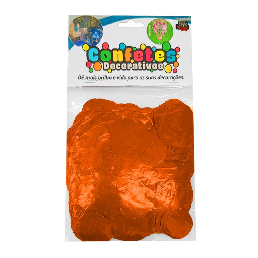 Confete Redondo Metalizado 25g - Laranja Dupla Face - Rizzo Balões - Home & Living