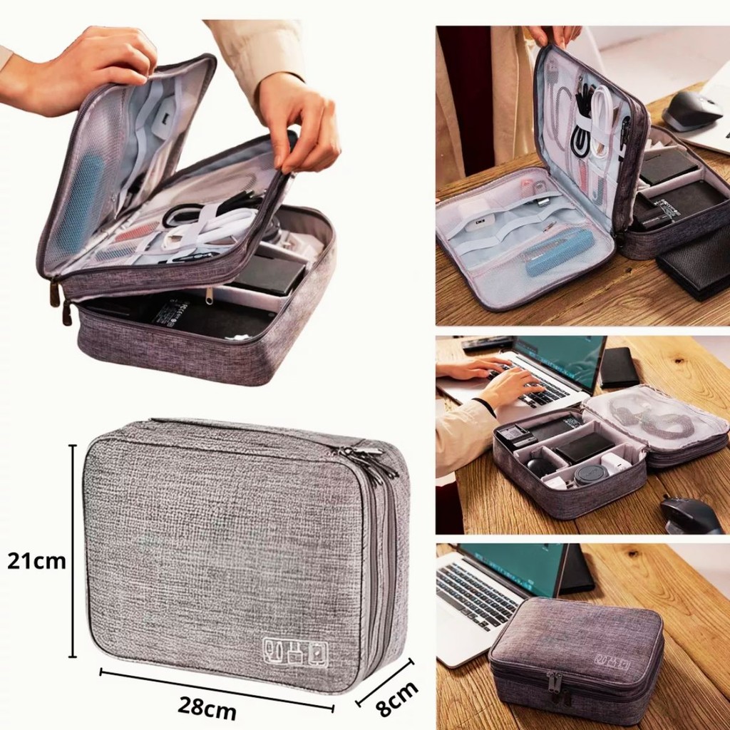 Bolsa Organizadora Cabos Case Estojo Bag Eletrônico Viagem Dupla Grande — imagem 2 de 2