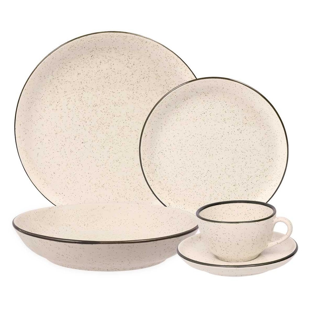 Aparelho de jantar e Chá 20 Peças Oxford Flat Duna em Oferta na Shopee