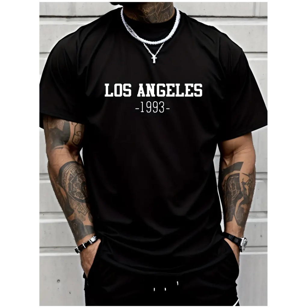 Camiseta 100% Algodão Estampa Los Angeles 1993 Lançamento Streetwear