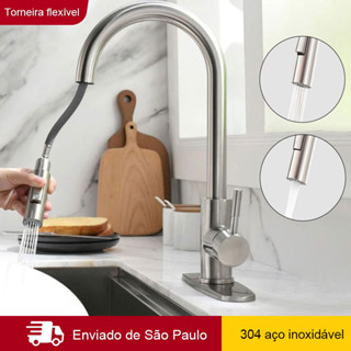Torneira Gourmet de Cozinha  Misturador Monocomando Com Spray Extensor, Duas funções em Oferta na Shopee