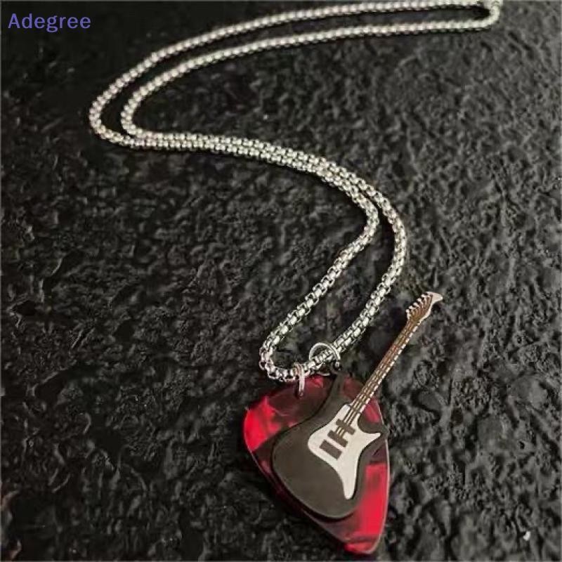 Adegree Hip-hop Guitarra Pingente Colar Titânio Aço Punk Corrente Gargantilha Na Moda Vintage Elétrica Camisola Jóias No
